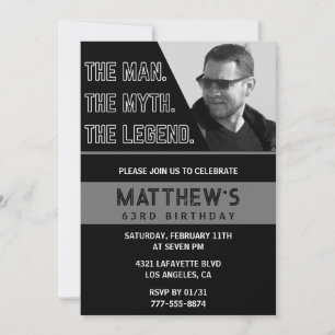 63rd birthday invitations Black The Man The Legend
