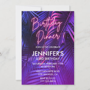 63rd birthday invitations Pink Neon Tropical