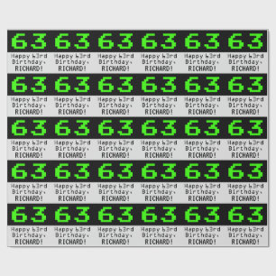 63rd Birthday - Nerdy / Geeky Style "63" and Name Wrapping Paper
