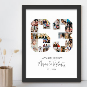 63rd Birthday Number 63 Custom Photo Collage Poster