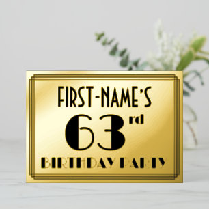 63rd Birthday Party — Art Deco Look “63” + Name