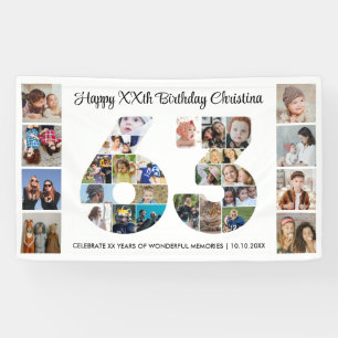 63rd Birthday Party Number 63 Photo Collage Banner
