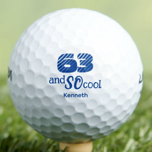 63th Birthday Gift for Him Cool 63 Fun Blue Custom Golf Balls