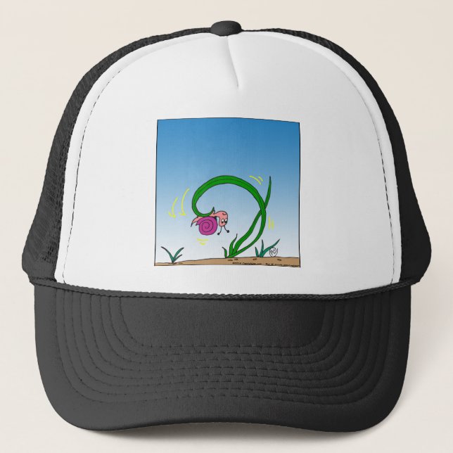 647 upside down snail cartoon trucker hat (Front)
