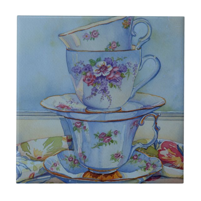 6487 Floral Teacups Tile (Front)