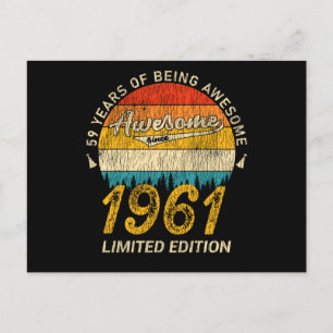 64 Year Old 1961 Retro Awesome 64th Birthday Gift Postcard