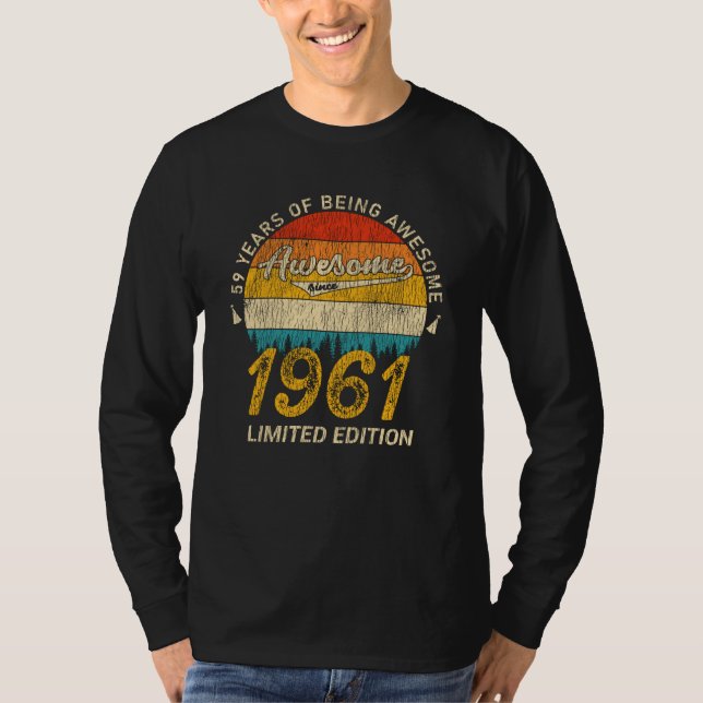 64 Year Old 1961 Retro Awesome 64th Birthday Gift T-Shirt (Front)