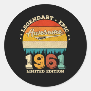 64 Year Old Bday 1961 Awesome 64th Birthday Gift Classic Round Sticker