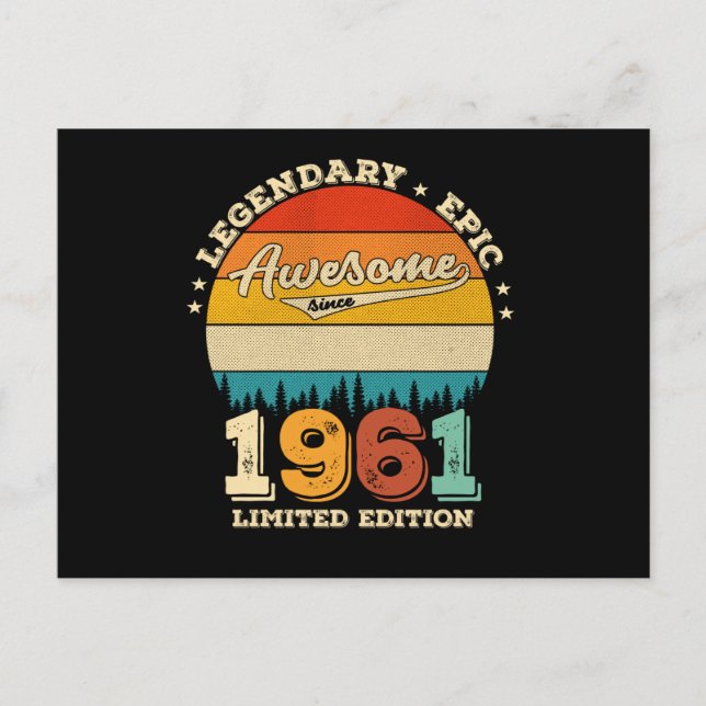 64 Year Old Bday 1961 Awesome 64th Birthday Gift Postcard (Front)