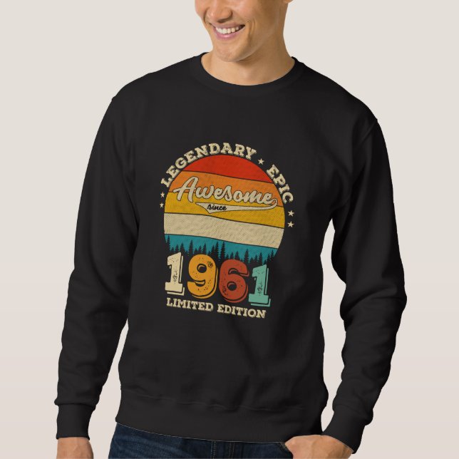 64 Year Old Bday 1961 Awesome 64th Birthday Gift Sweatshirt (Front)