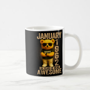 64 Year Old January 1962 Teddy Bear 64th Birthday  Coffee Mug