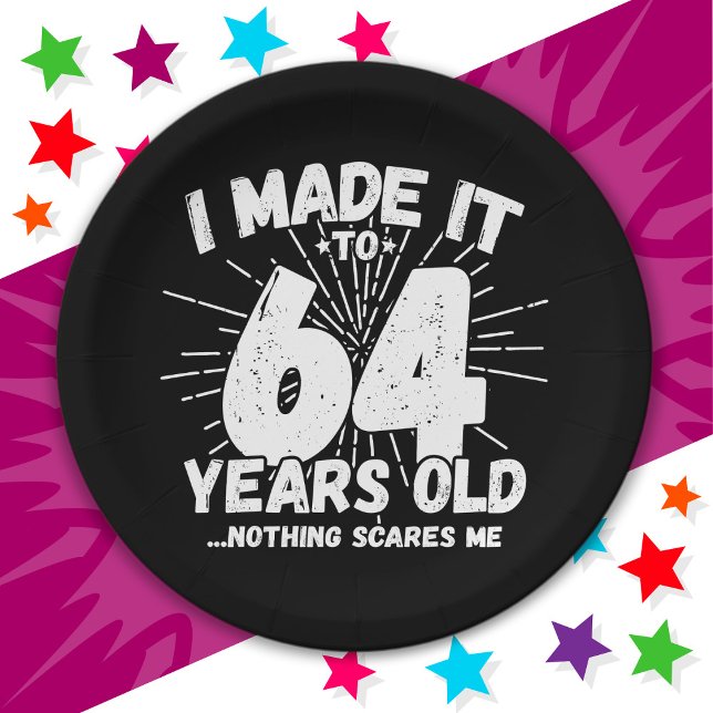64 Year Old Sarcastic Meme Funny 64th Birthday Paper Plate (Creator Uploaded)
