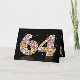 64th birthday card with flowery letters