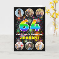 64th Birthday: Fun Rainbow #, Custom Name & Photos
