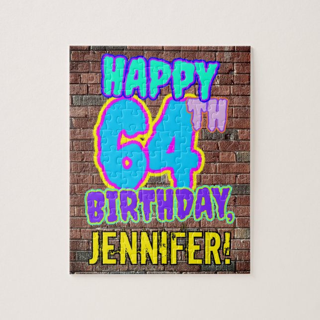 64th Birthday ~ Fun, Urban Graffiti Inspired Look Jigsaw Puzzle (Vertical)