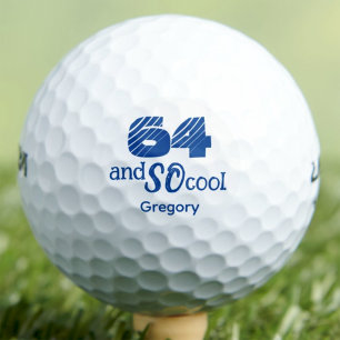 64th Birthday Gift for Him Cool 64 Fun Blue Custom Golf Balls