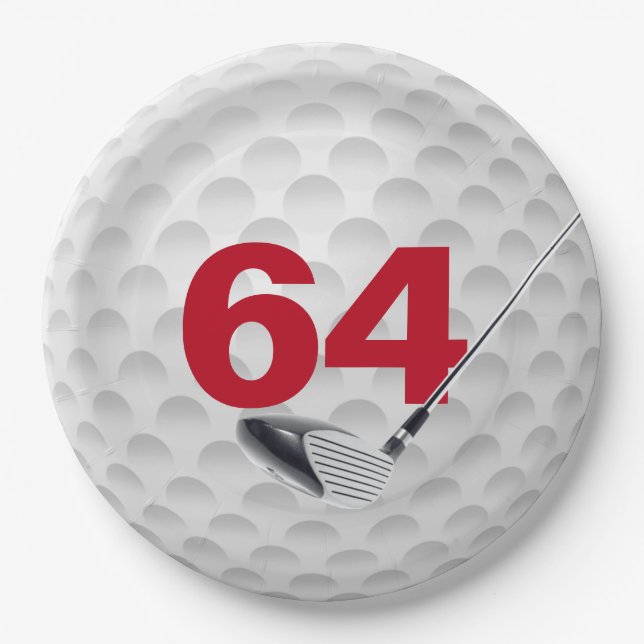 64th Birthday Golf Ball Design  Paper Plate (Front)
