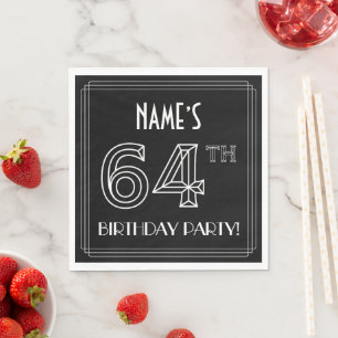 64th Birthday Party: Art Deco Style + Custom Name Napkin
