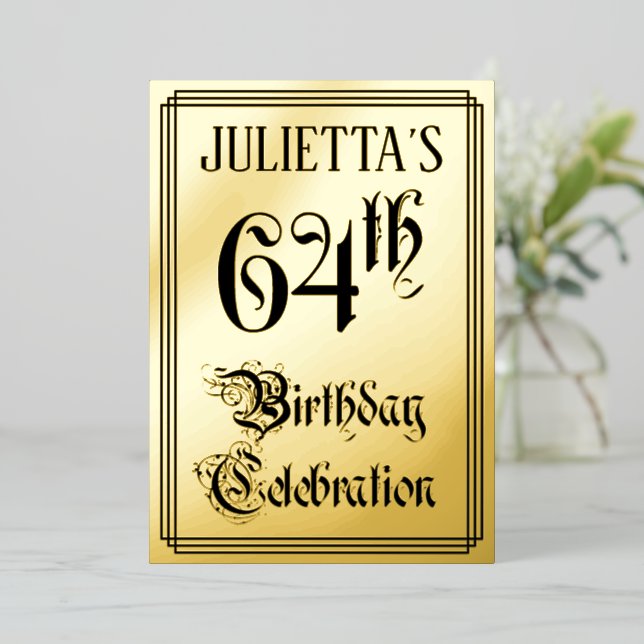 64th Birthday Party — Elegant Script + Custom Name (Standing Front)