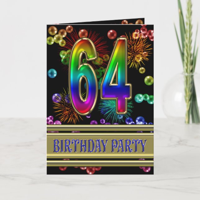 64th Birthday party Invitation (Front)