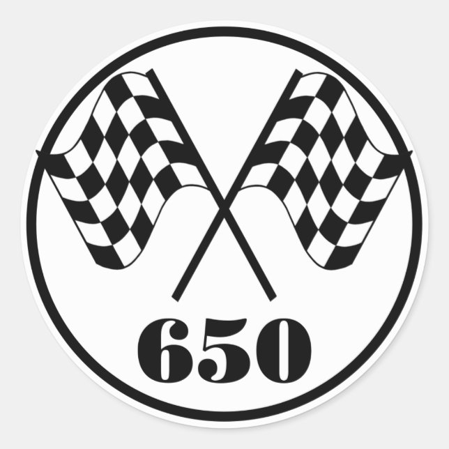 650 Chequered Flags Classic Round Sticker (Front)