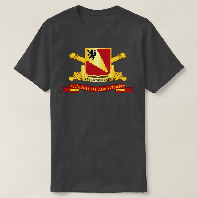 650th Field Artillery Battalion DUI w Br Ribbon X T-Shirt (Design Front)