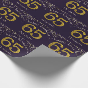 65 Glitter Gold Birthday Wrapping Paper