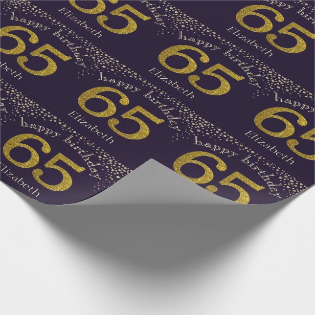 65 Glitter Gold Birthday Wrapping Paper (Corner)