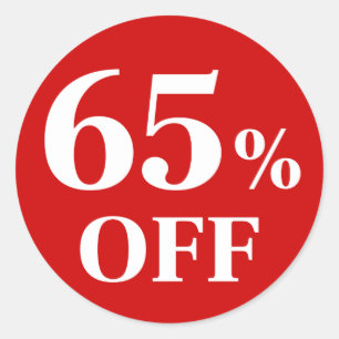 65% OFF Red Background Classic Round Sticker