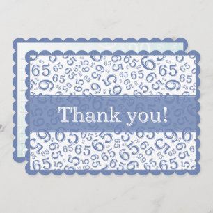 65 "Thank you!" Blue/White Number Pattern Thank You Card