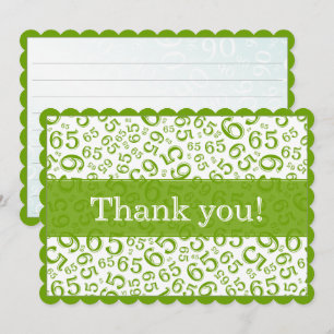 65 "Thank you!" green/White Number Pattern Thank You Card