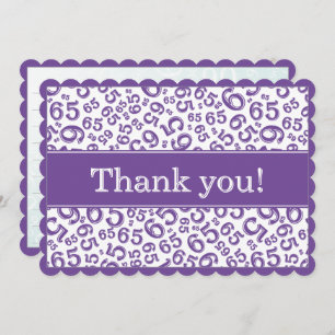 65 "Thank you!" Purple/White Number Pattern Thank You Card