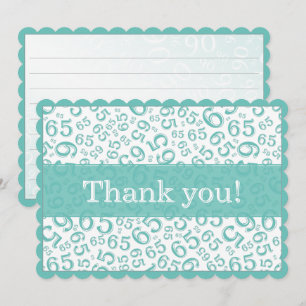 65 "Thank you!" Teal/White Number Pattern Thank You Card