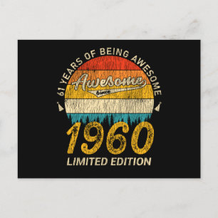 65 Year Old 1960 Retro Awesome 65th Birthday Gift Postcard
