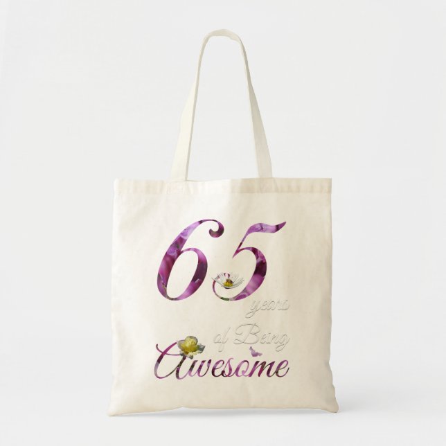 65 Year Old Awesome Florals 1957 65th Birthday Gif Tote Bag (Front)