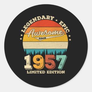 65 Year Old Awesome Since 1957 65th Birthday Gift Classic Round Sticker