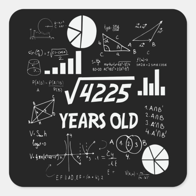 65 Year Old Bday Math Teacher 65th Birthday Gift Square Sticker (Front)