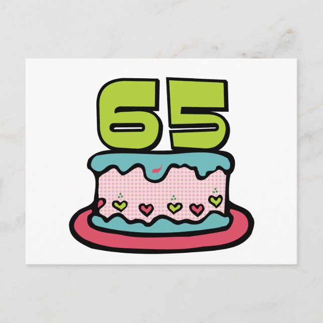 65 Year Old Birthday Cake Postcard (Front)