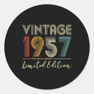 65 Year Old Gifts Vintage 1957 Limited Edition 65t Classic Round Sticker