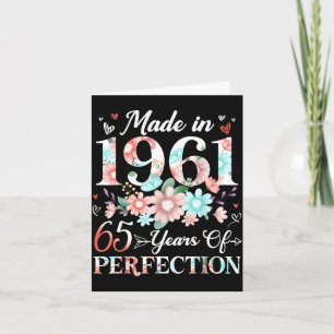 65 year old made in 1961 floral 65th birthday wome card