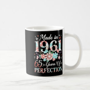 65 year old made in 1961 floral 65th birthday wome coffee mug