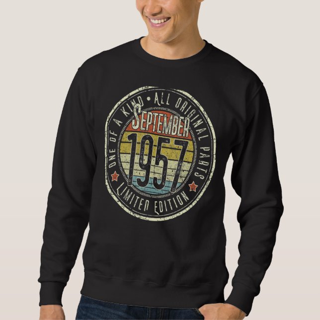 65 Year Old September 1957  65th Birthday Sweatshirt (Front)