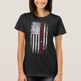 65 Year Old Vintage 1958 American Flag 65th Birth T-Shirt