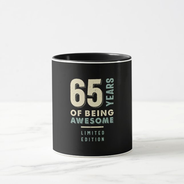 65 Years Of Being Awesome - 65th Birthday Mug (Center)