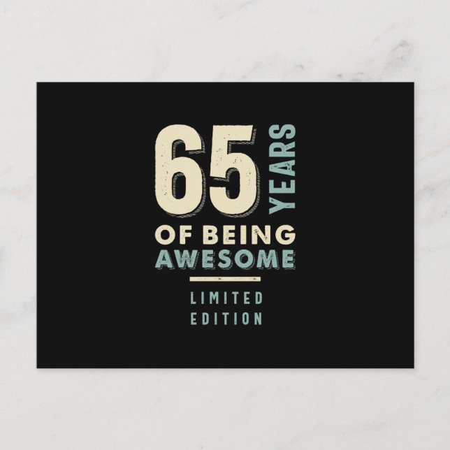 65 Years Of Being Awesome - 65th Birthday Postcard (Front)