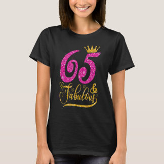65 Years Old 65 & Fabulous 65th Birthday Queen Cro T-Shirt
