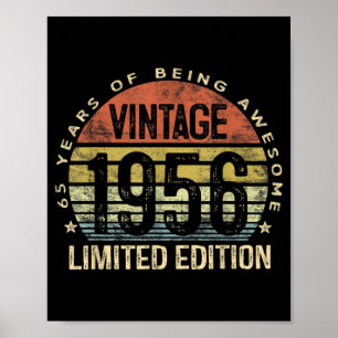 65 Years Old Vintage 1956 Limited Edition Birthday Poster