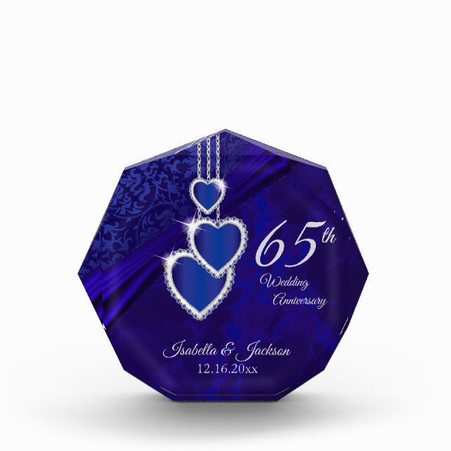 65th /45th  Sapphire Wedding Anniversary Photo Block (Front)