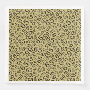 65th Age Random Number Pattern Black/Gold Napkin