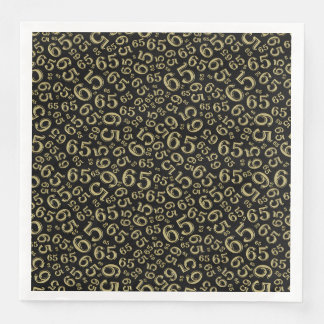 65th Age Random Number Pattern Black/Gold Napkin